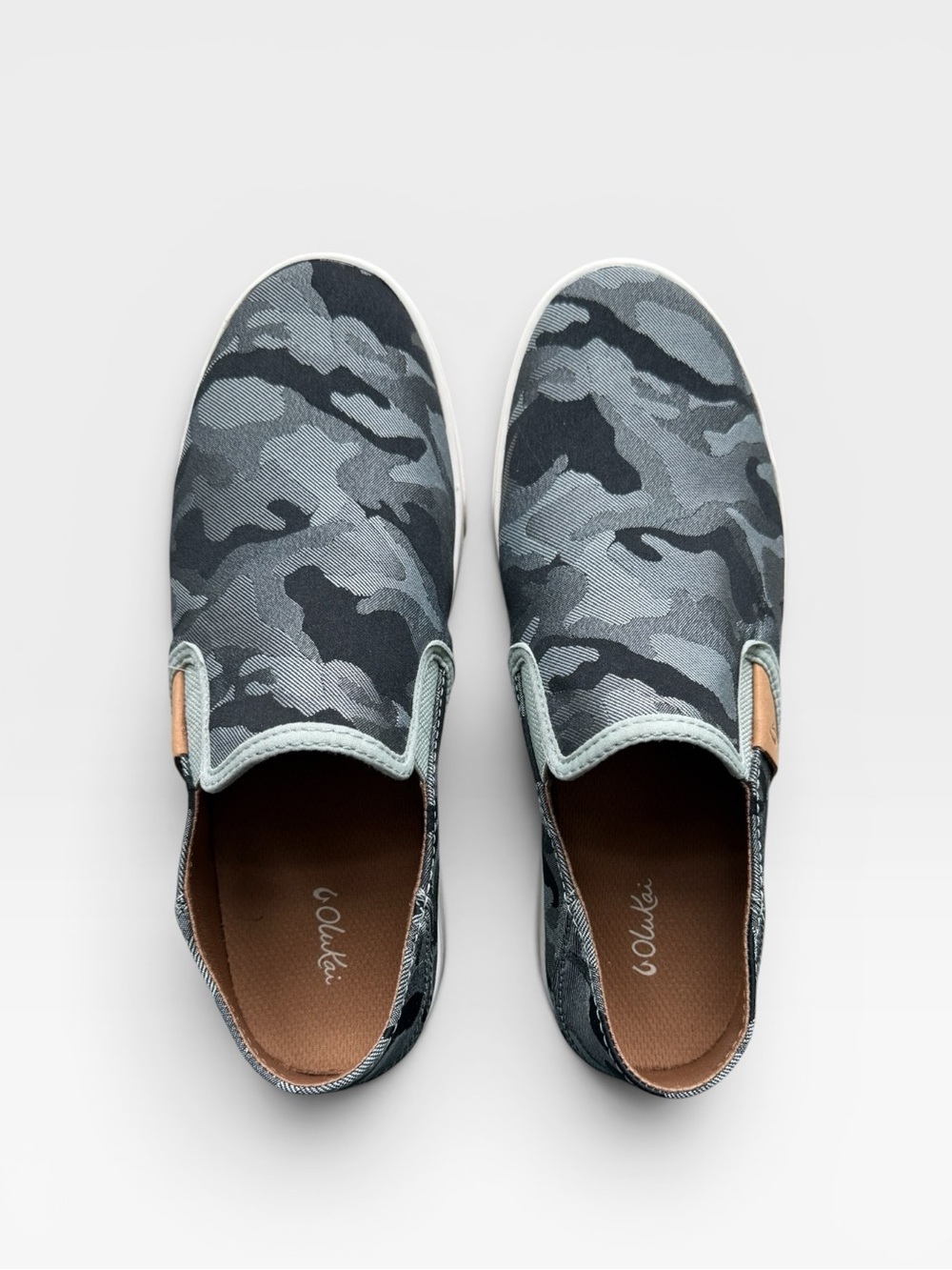 OluKai Pehuea Pa‘i Slip On Sneaker in Sage Camo - Picture 2 of 8